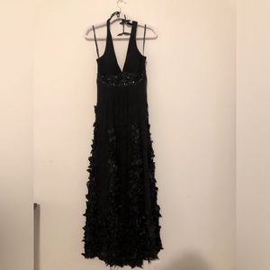 Sue wong silk floral embellished maxi halter dress, EUC